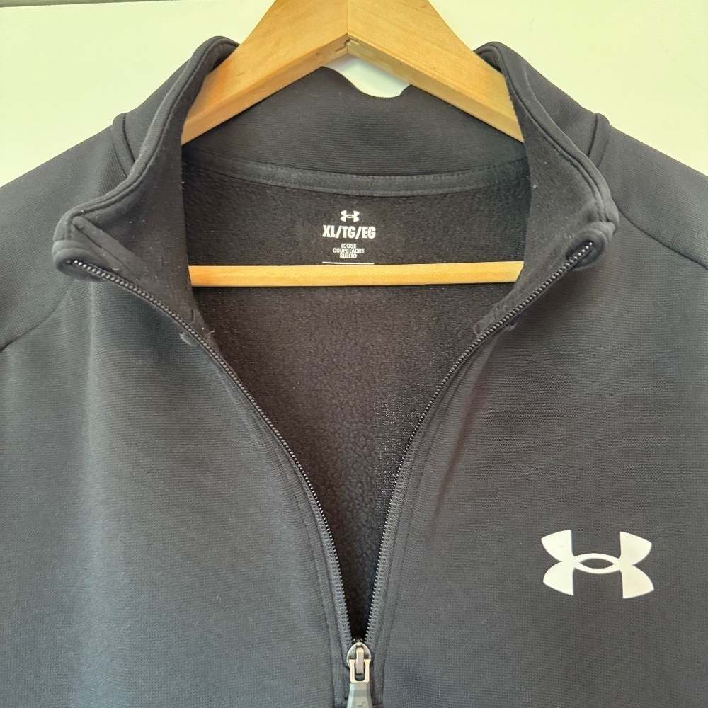 Under Armour Men's Armour Fleece ¼ Zip Active Pullover Black, Size XL - Picture 4 of 5